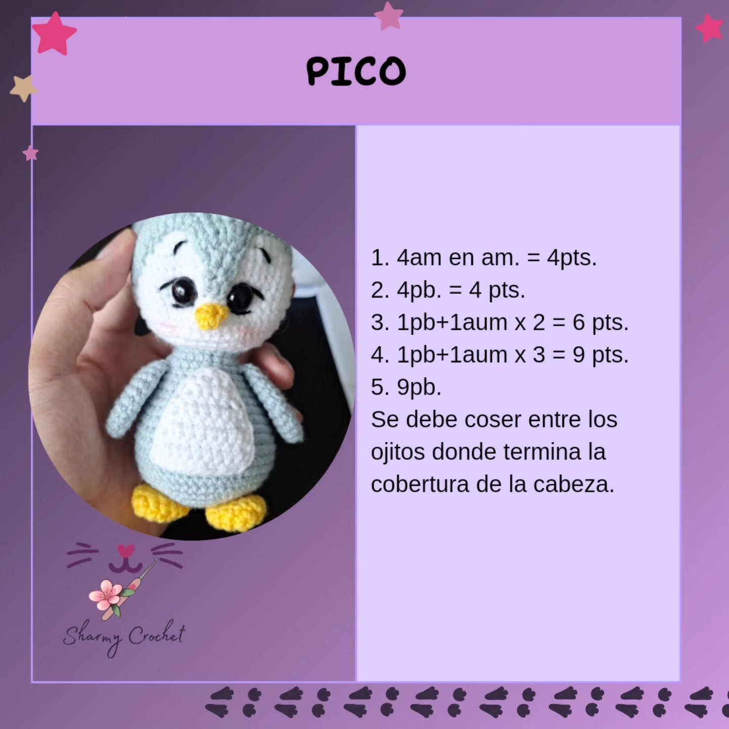 Patrón gratuito: Llavero Pingüino amigurumi