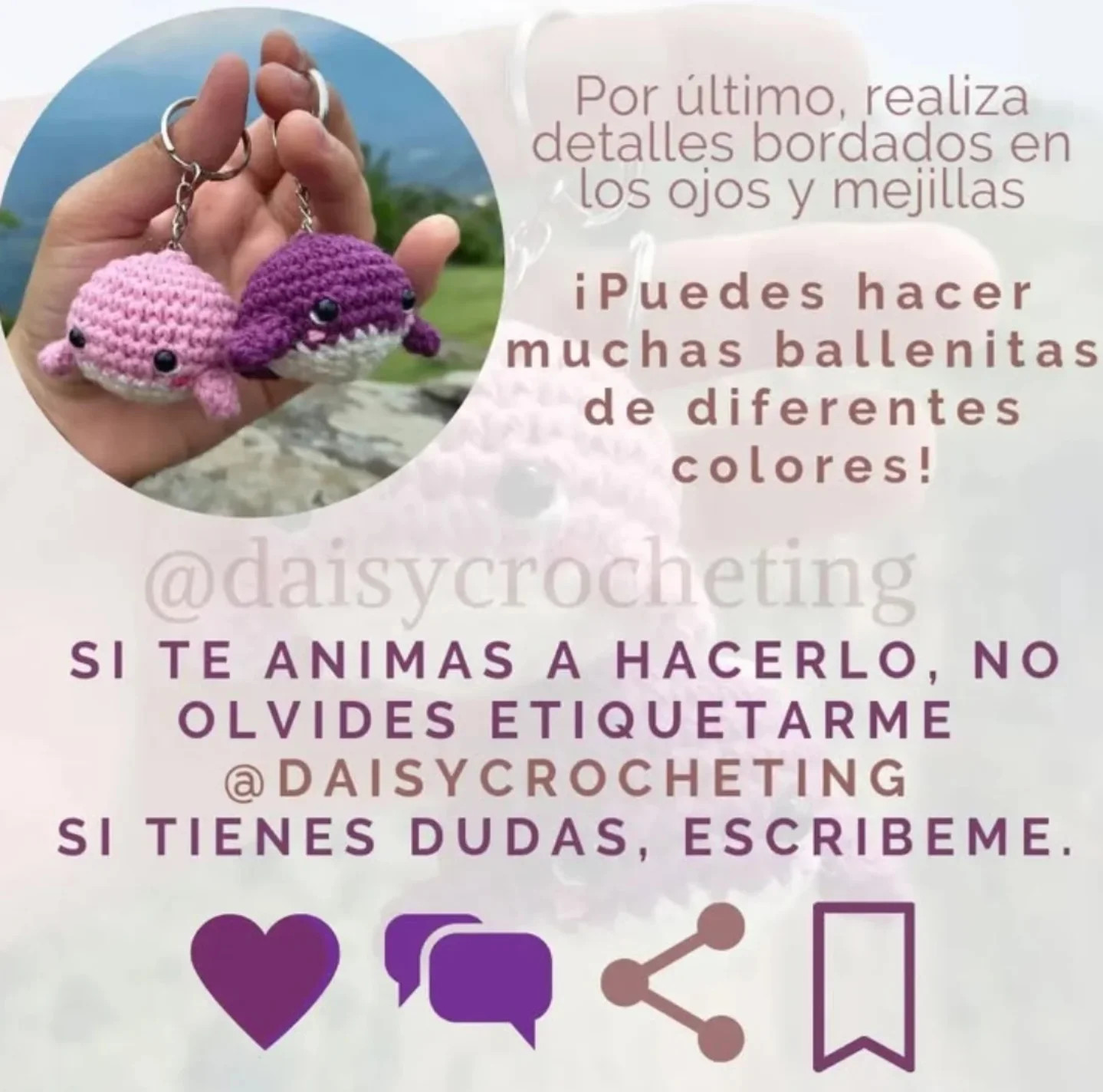 Patrón gratuito: Llaveros ballenitas amigurumi