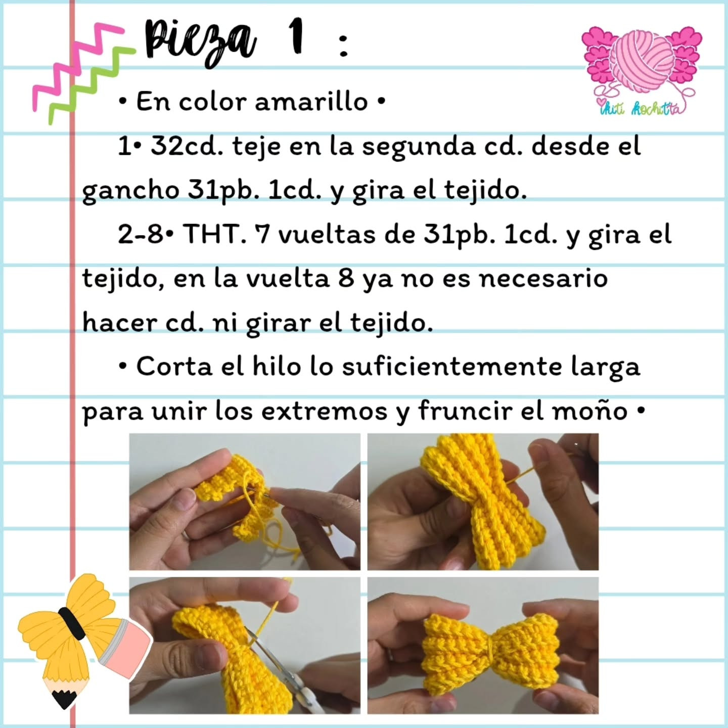 Patrón gratuito: Moño Lápiz Amigurumi