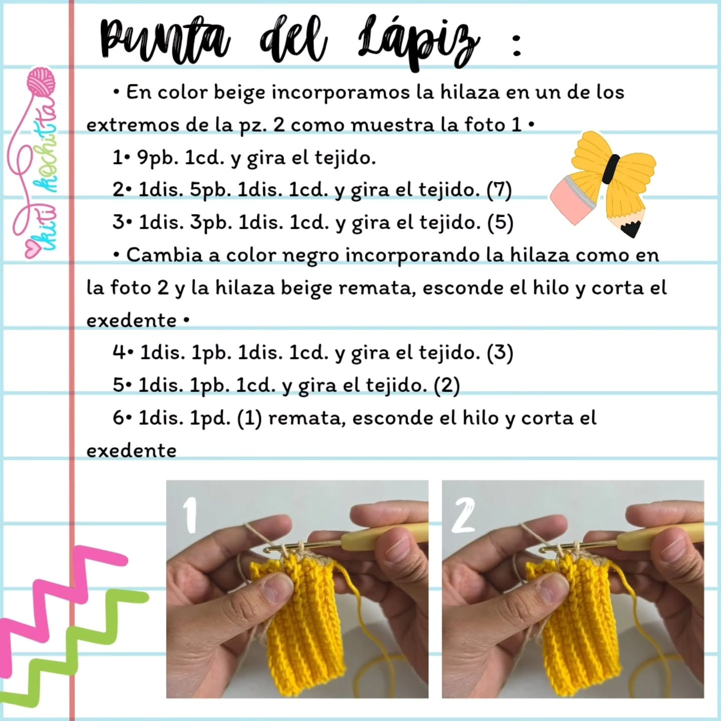 Patrón gratuito: Moño Lápiz Amigurumi