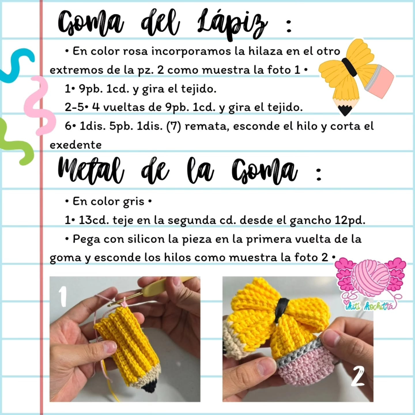 Patrón gratuito: Moño Lápiz Amigurumi