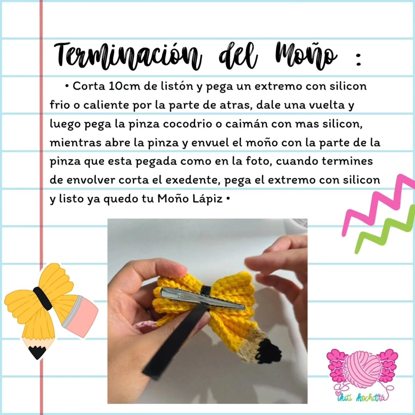 Patrón gratuito: Moño Lápiz Amigurumi