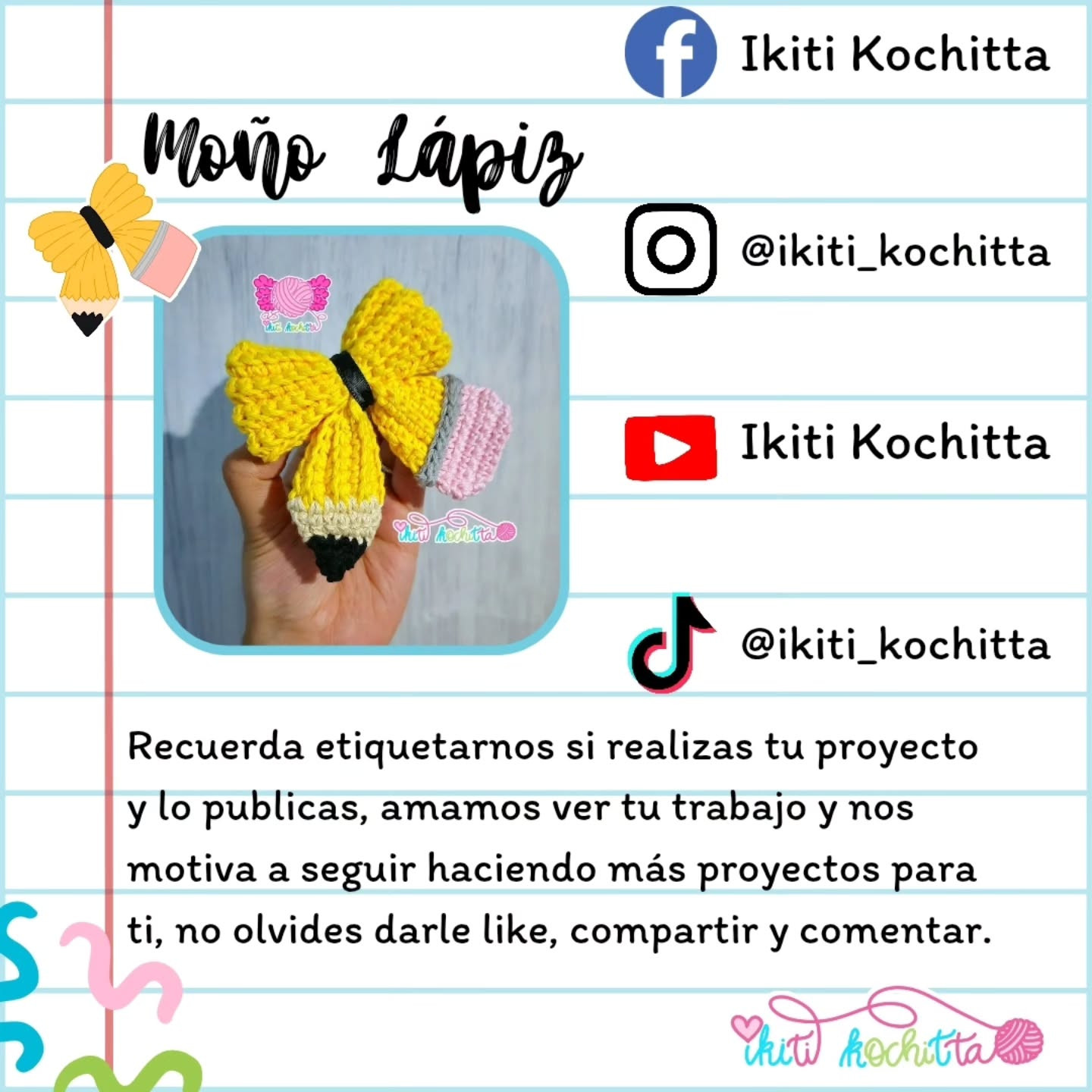 Patrón gratuito: Moño Lápiz Amigurumi