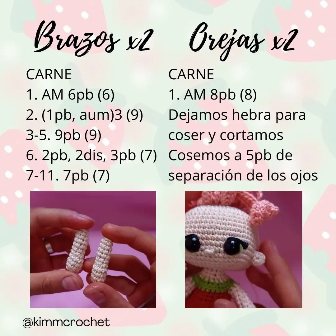 Patrón gratuito: Muñeca amigurumi de fresa