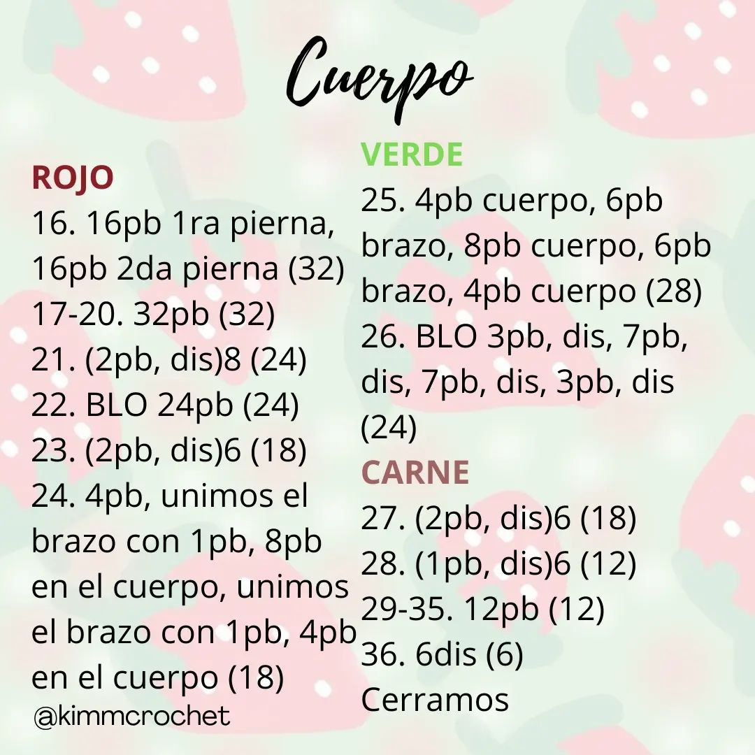 Patrón gratuito: Muñeca amigurumi de fresa