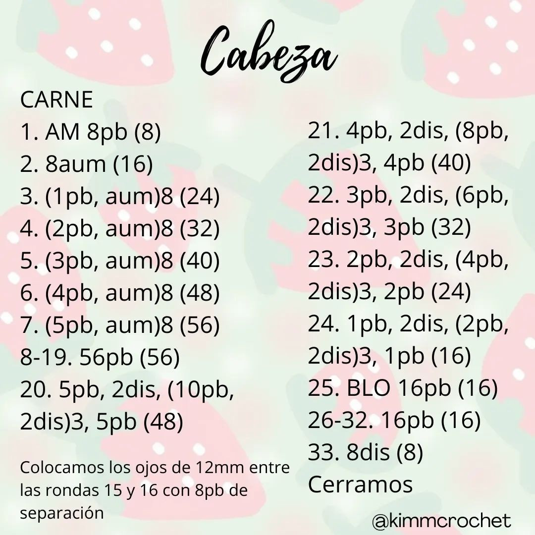 Patrón gratuito: Muñeca amigurumi de fresa