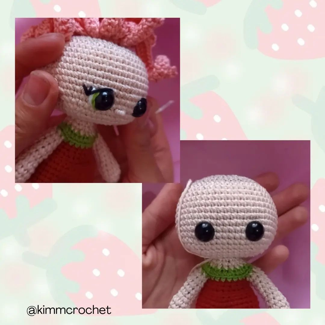 Patrón gratuito: Muñeca amigurumi de fresa