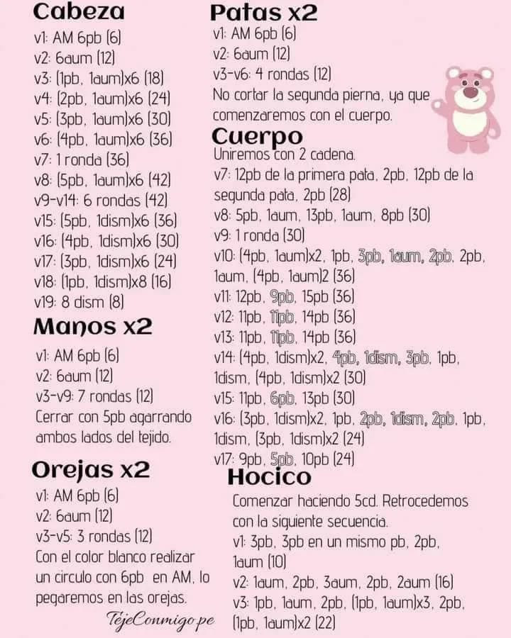 Patrón gratuito: Osito Cariñoso tejido a crochet