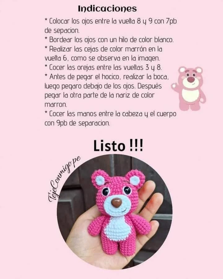 Patrón gratuito: Osito Cariñoso tejido a crochet