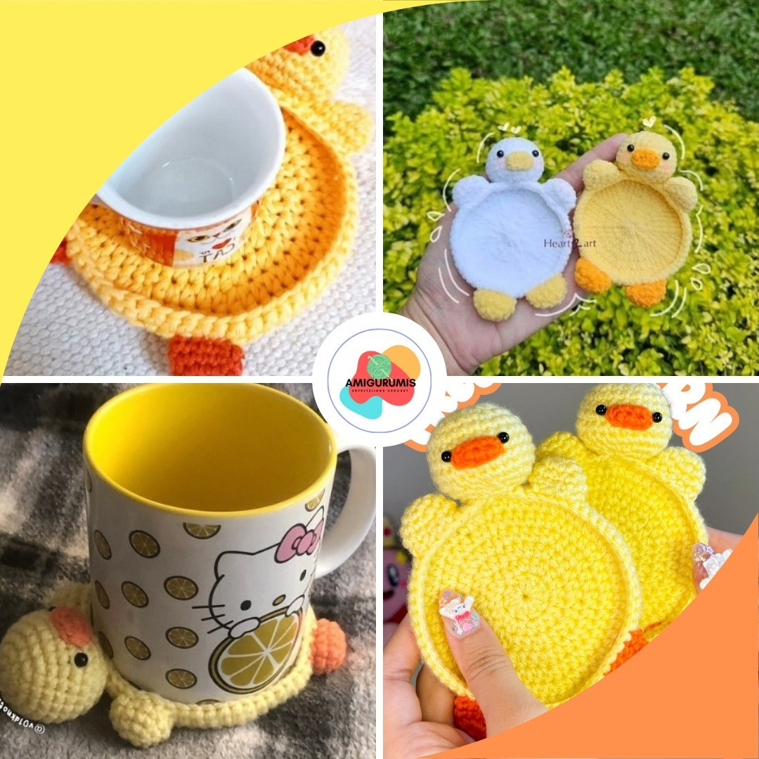 Patrón gratuito: Posavasos amigurumi de patitos
