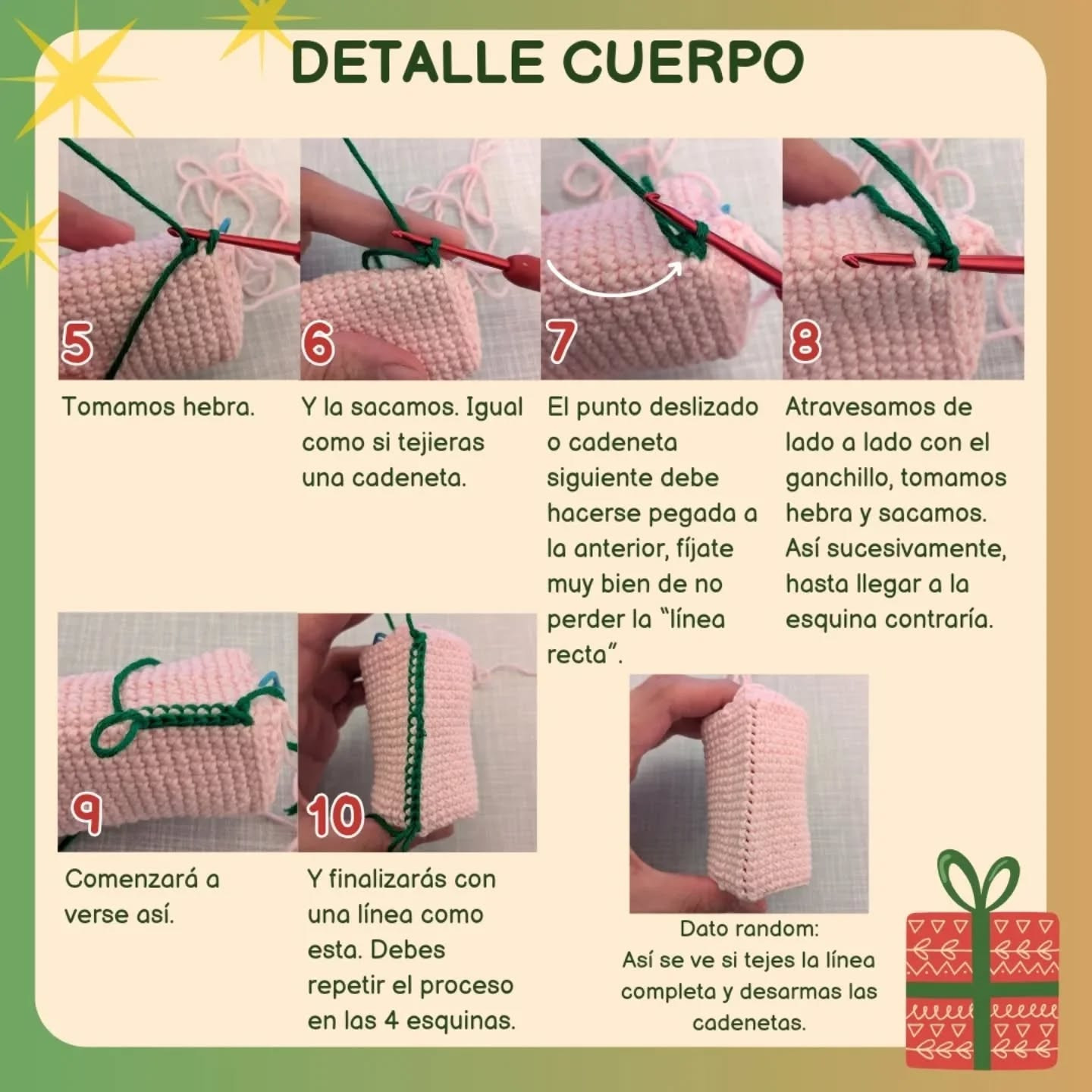 Patrón Gratuito: Salchicha Navideña Amigurumi, Parte 1