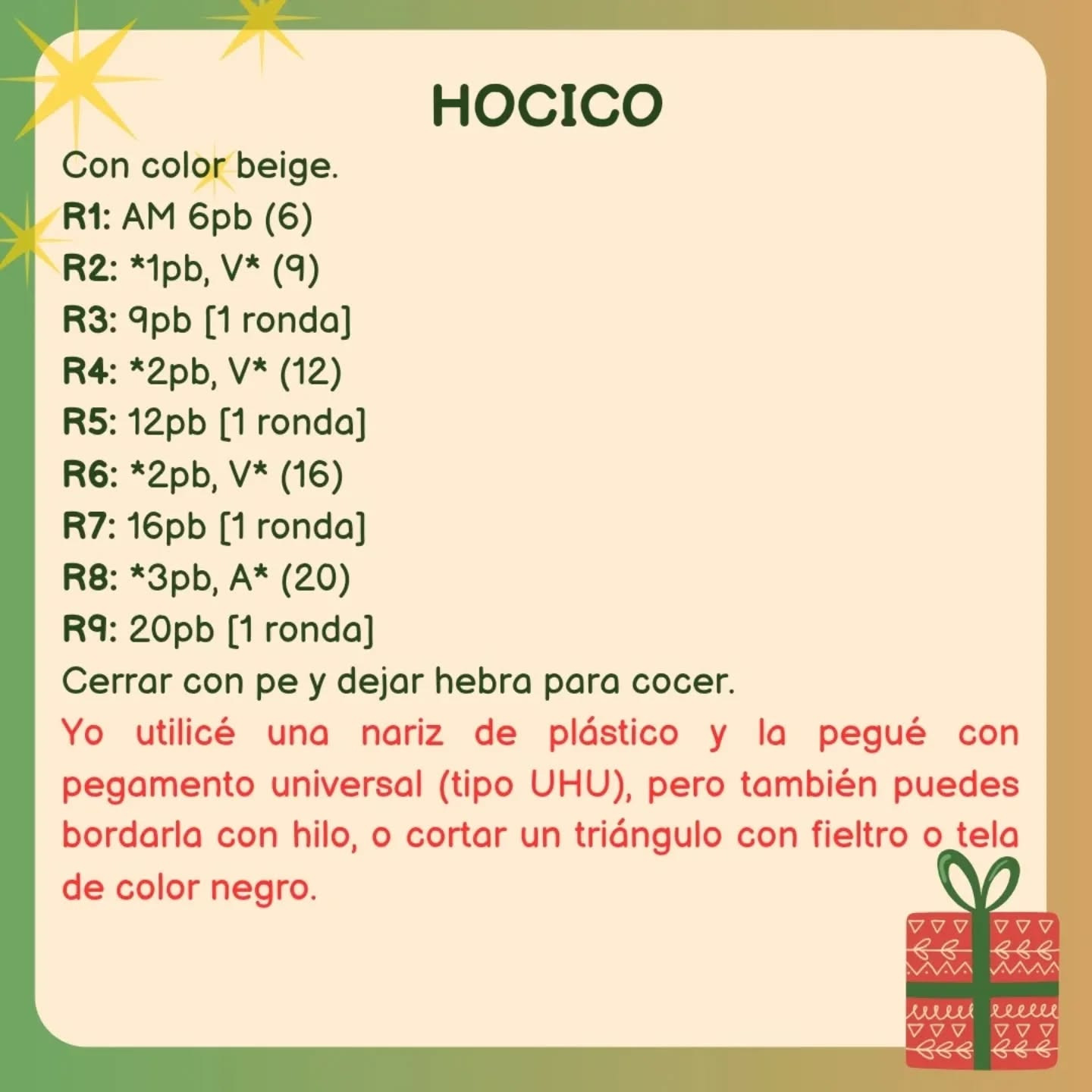 Patrón Gratuito: Salchicha Navideña Amigurumi, Parte 1