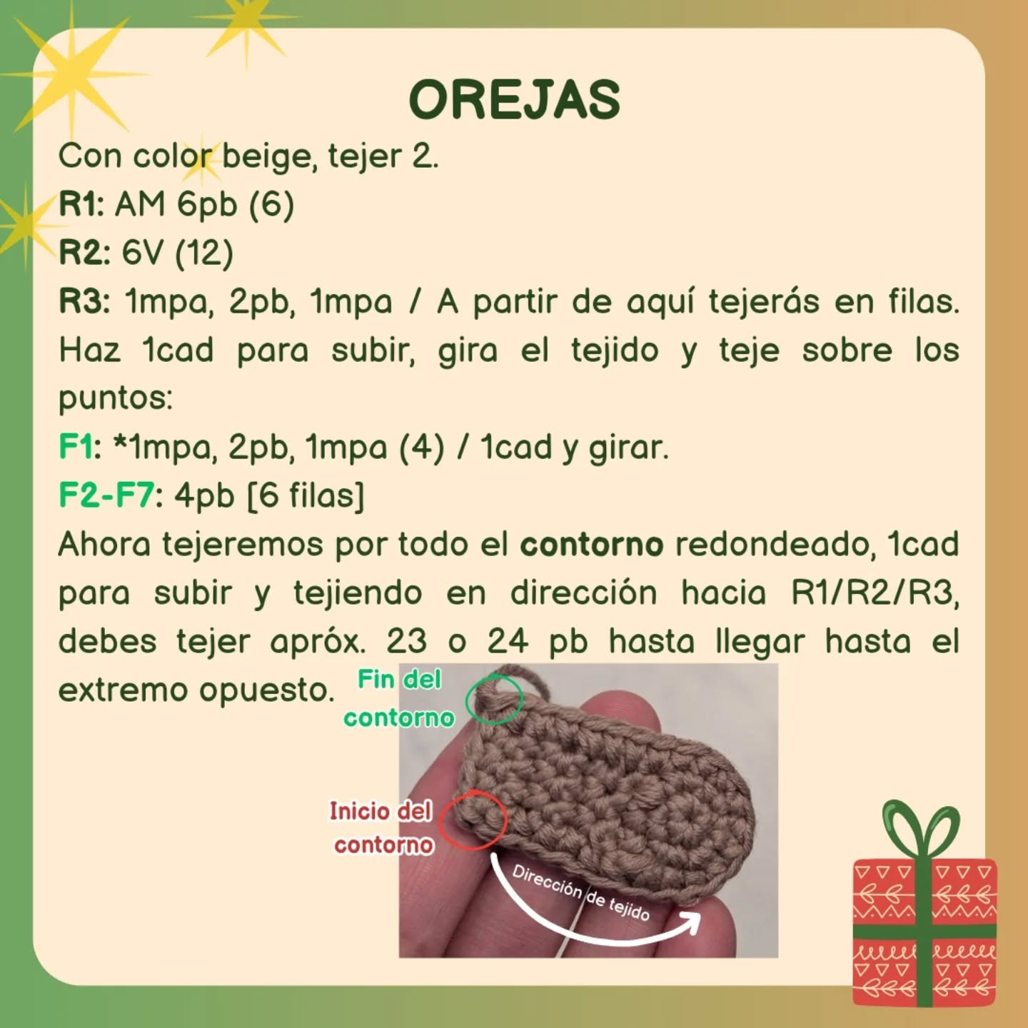 Patrón Gratuito: Salchicha Navideña Amigurumi, Parte 1