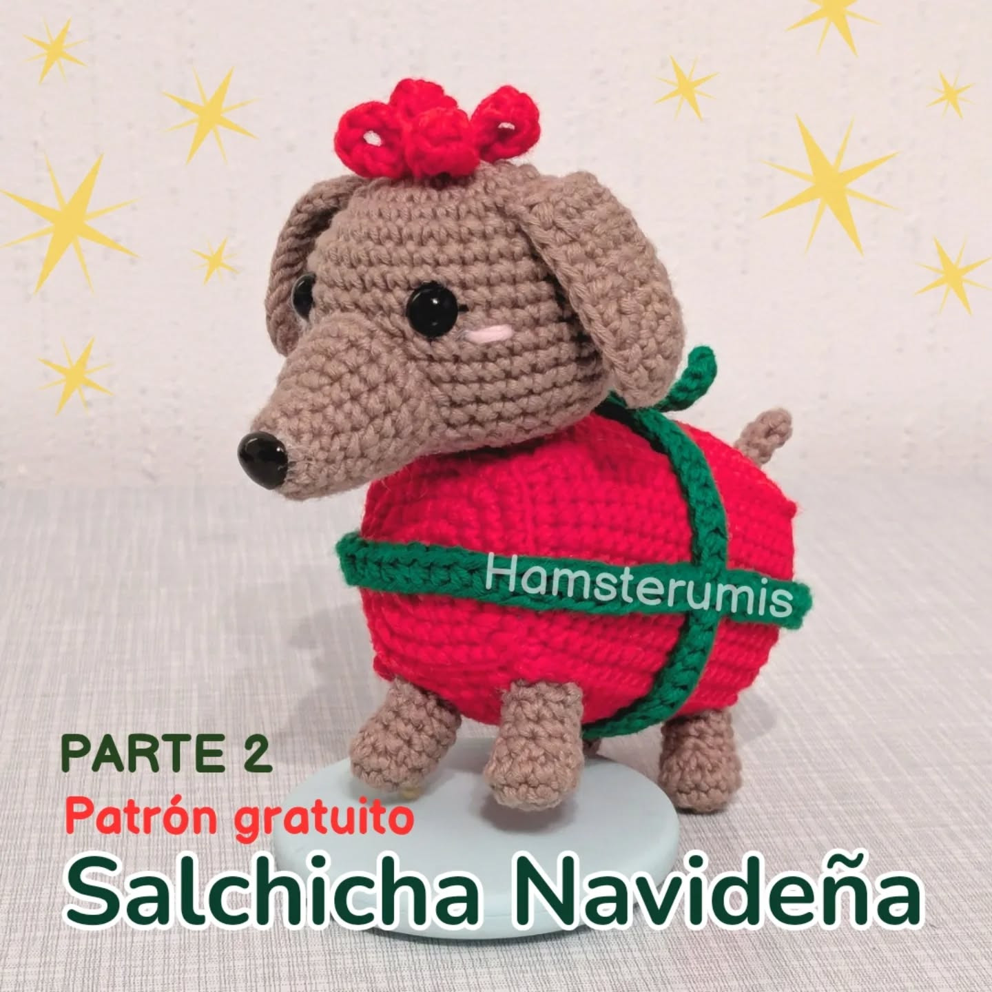 Patrón Gratuito: Salchicha Navideña Amigurumi, Parte 1