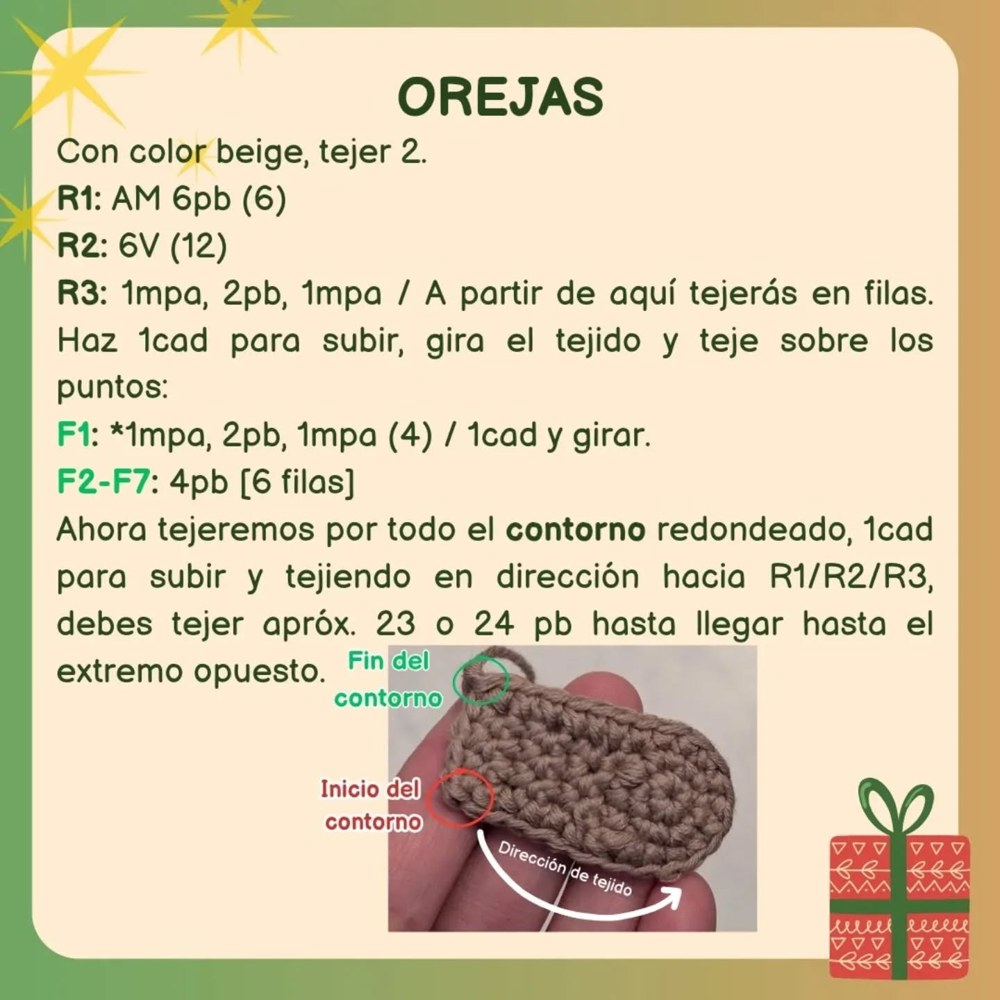 Patrón Gratuito: Salchicha Navideña Amigurumi, Parte 1