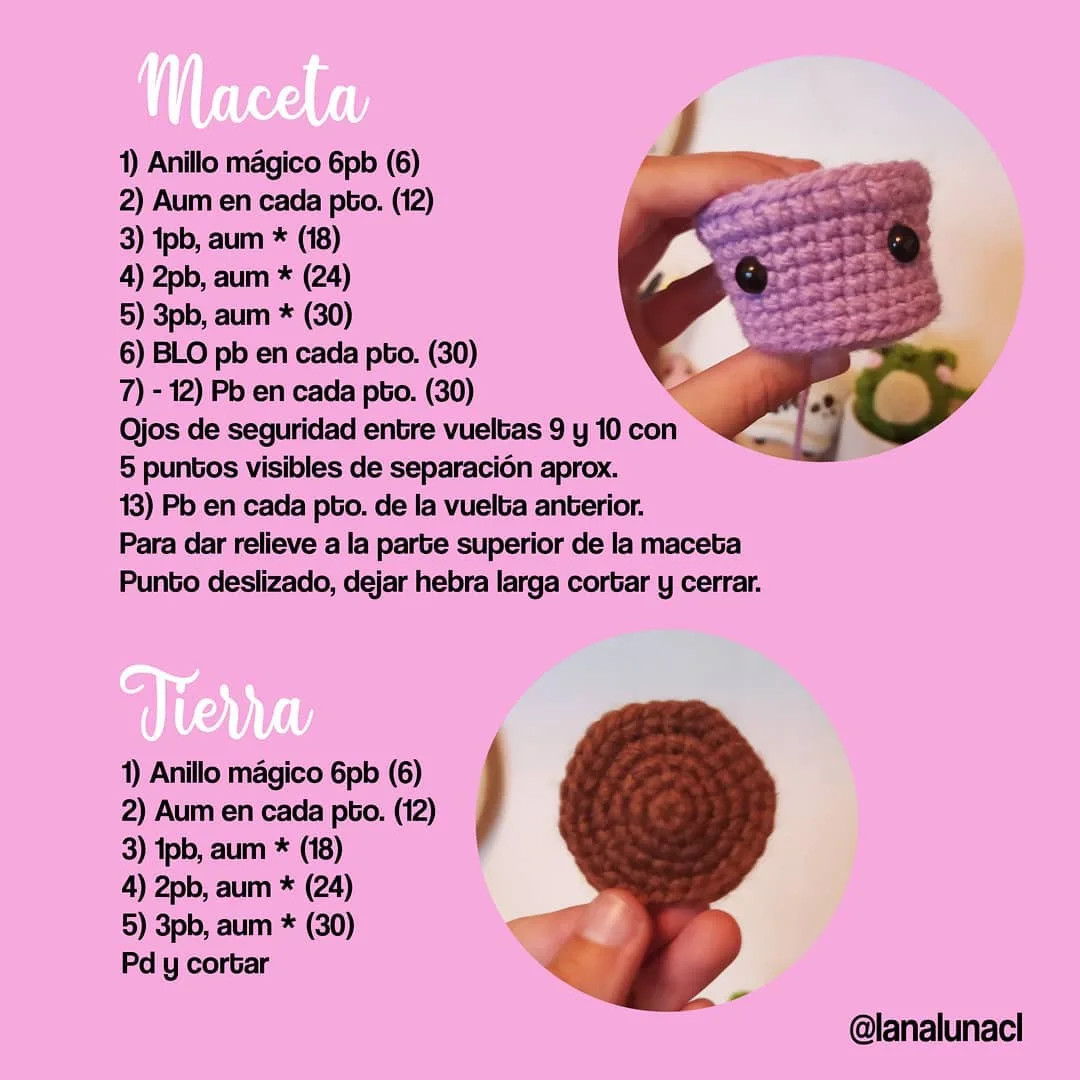 Patrón gratuito: Suculentas amigurumi tejidas a crochet