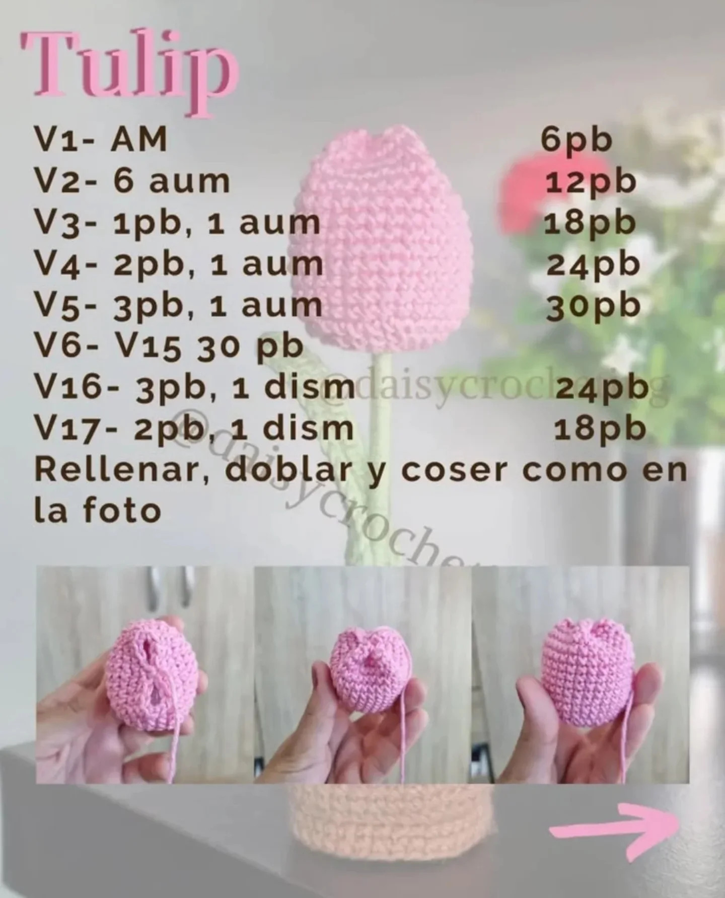 Patrón gratuito: Tulipán de ganchillo