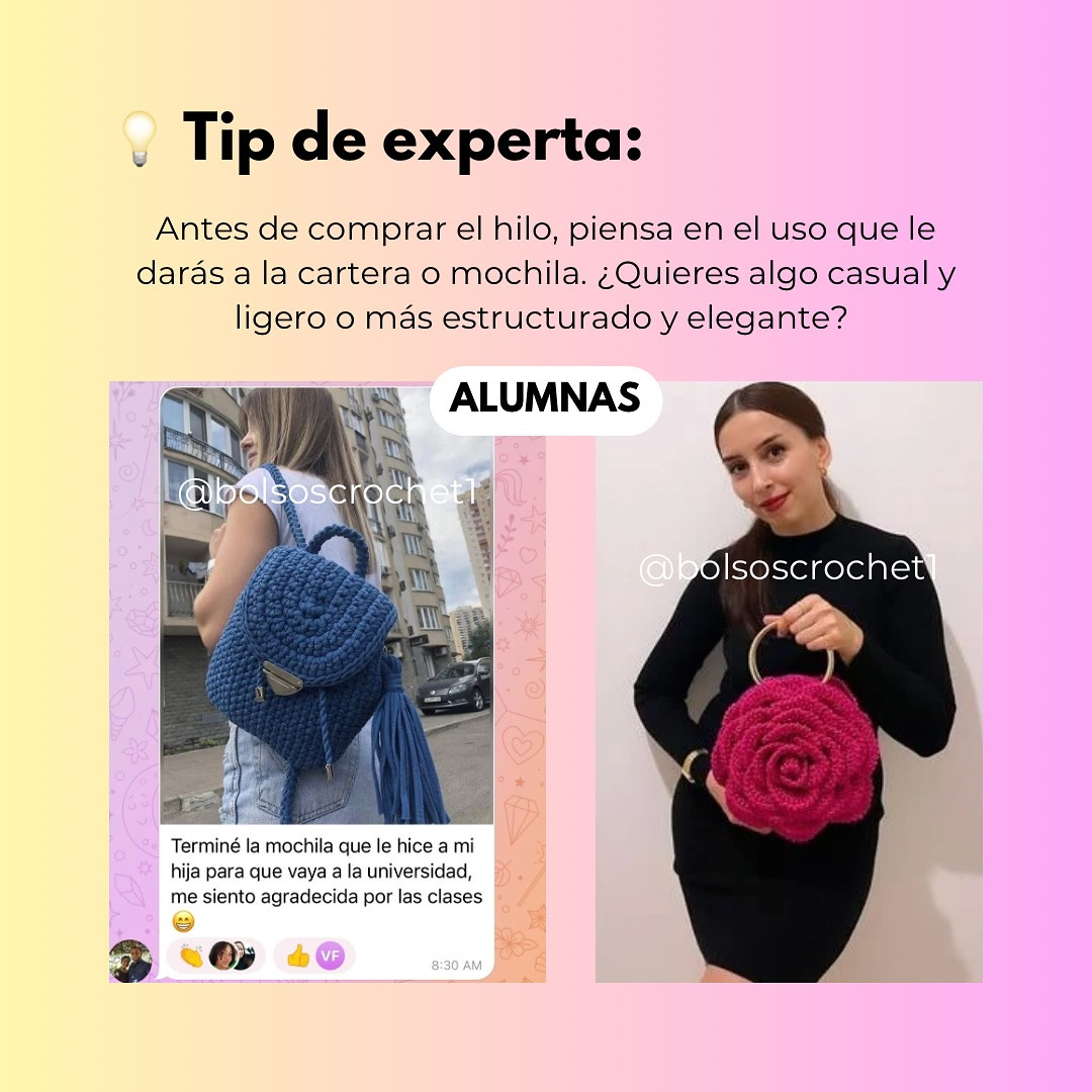 Patrones de bolsos a crochet: Hilo ideal