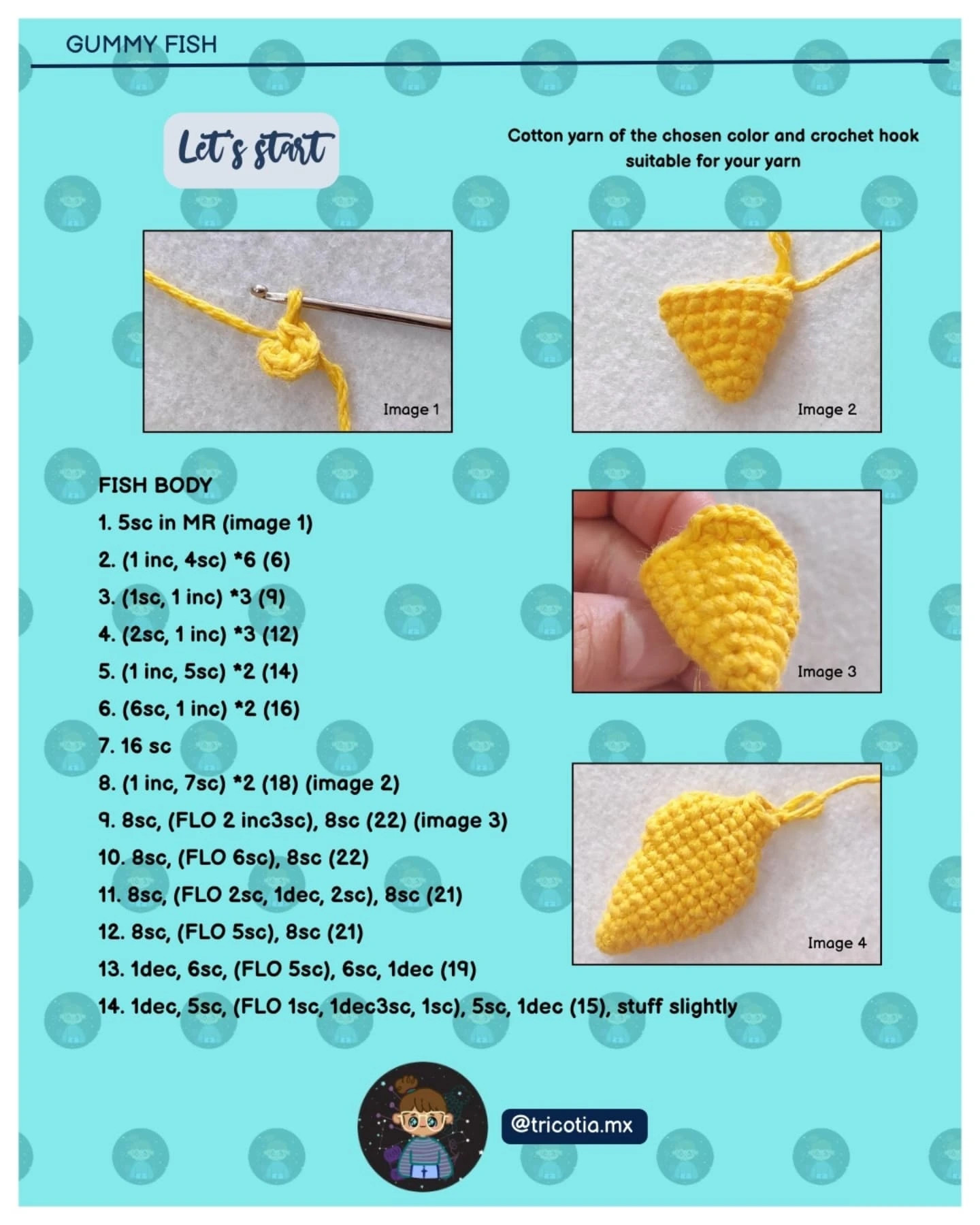 Peces de gomita: Patrón de crochet amigurumi