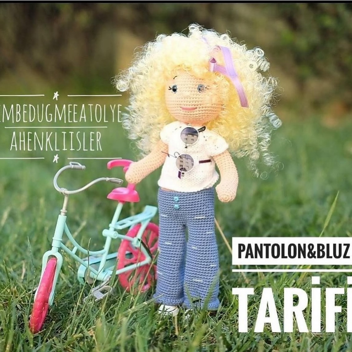 Pembe Dügme Amigurumi Bebek Pantolon ve Bluz Tarifi