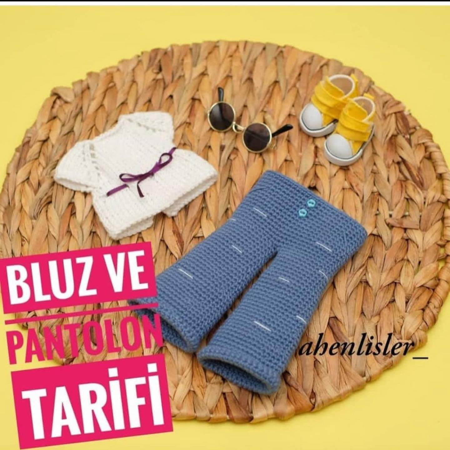 Pembe Dügme Amigurumi Bebek Pantolon ve Bluz Tarifi
