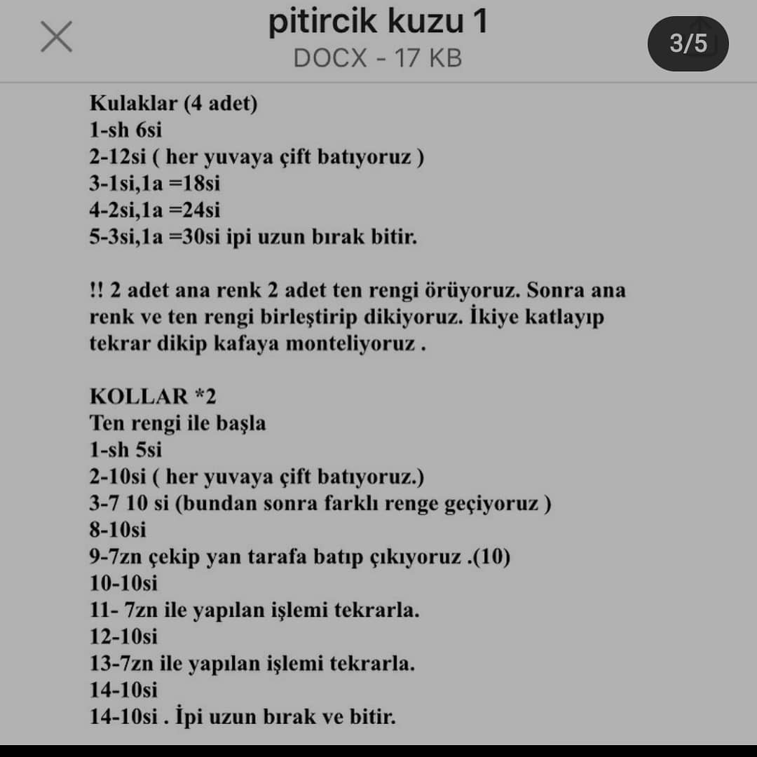 Piticik Kuzu Amigurumi Tığ İşi Tarifi