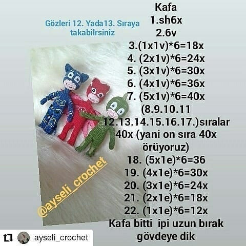 Pjmaskeler Tığ İşi Şeması