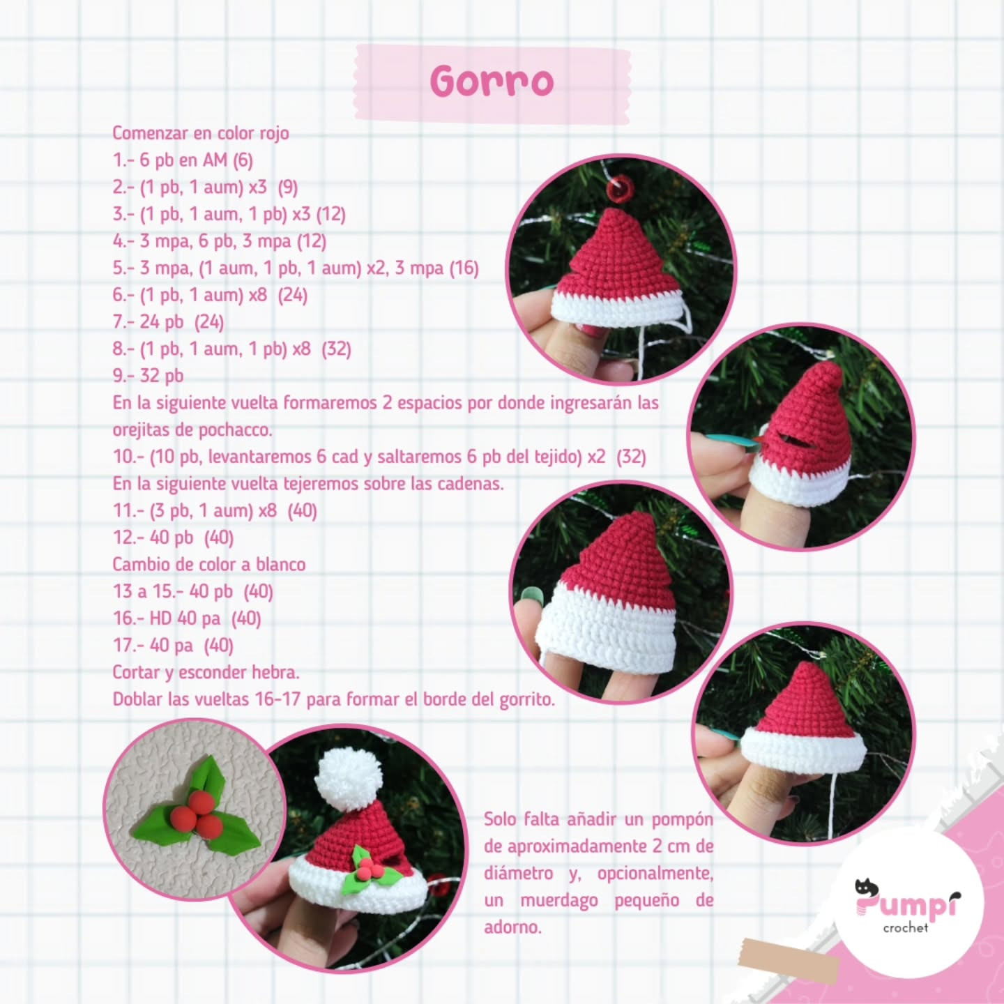 Pochocho navideño: patrón amigurumi gratis