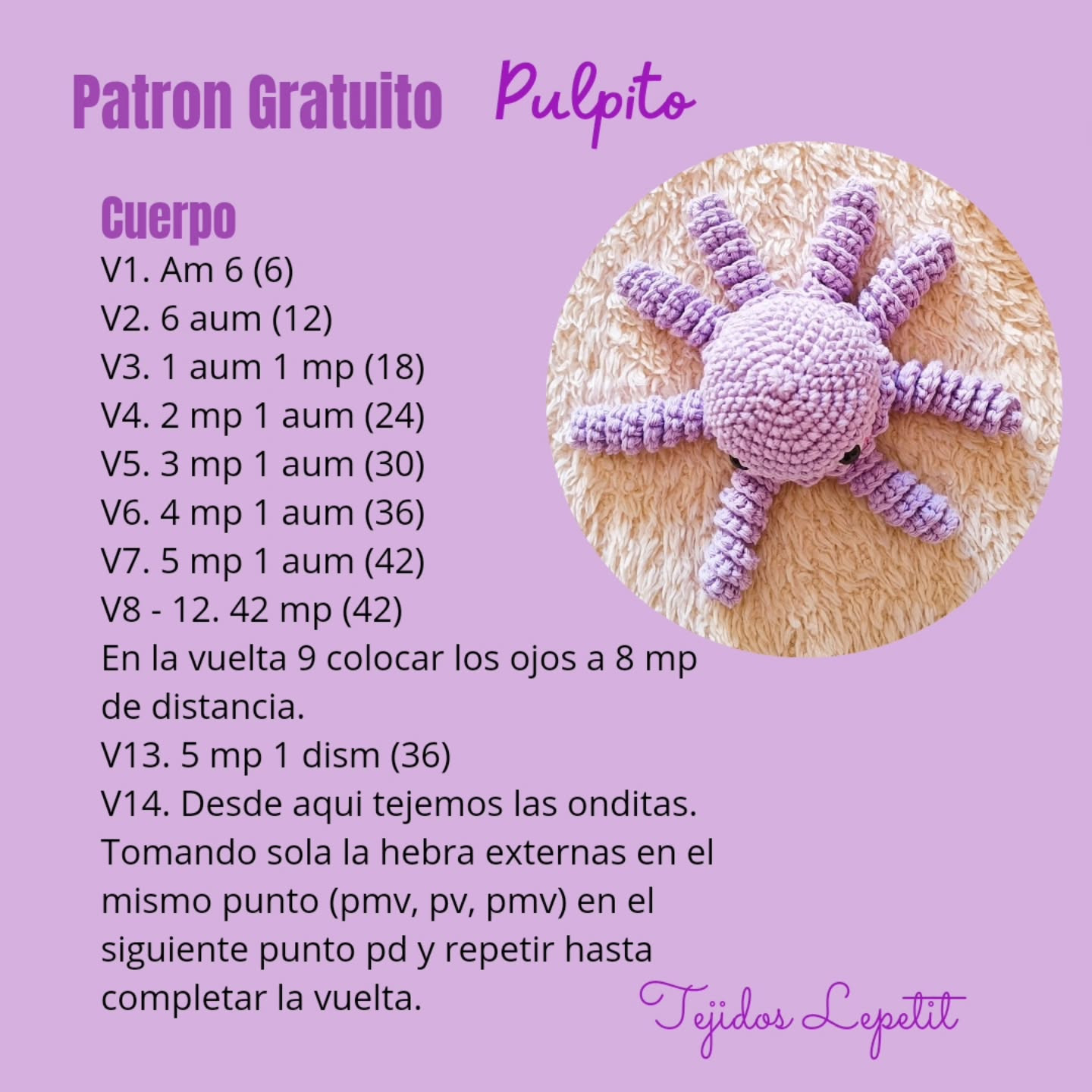 Pulpo Amigurumi: Patrón Gratuito Tejido a Crochet