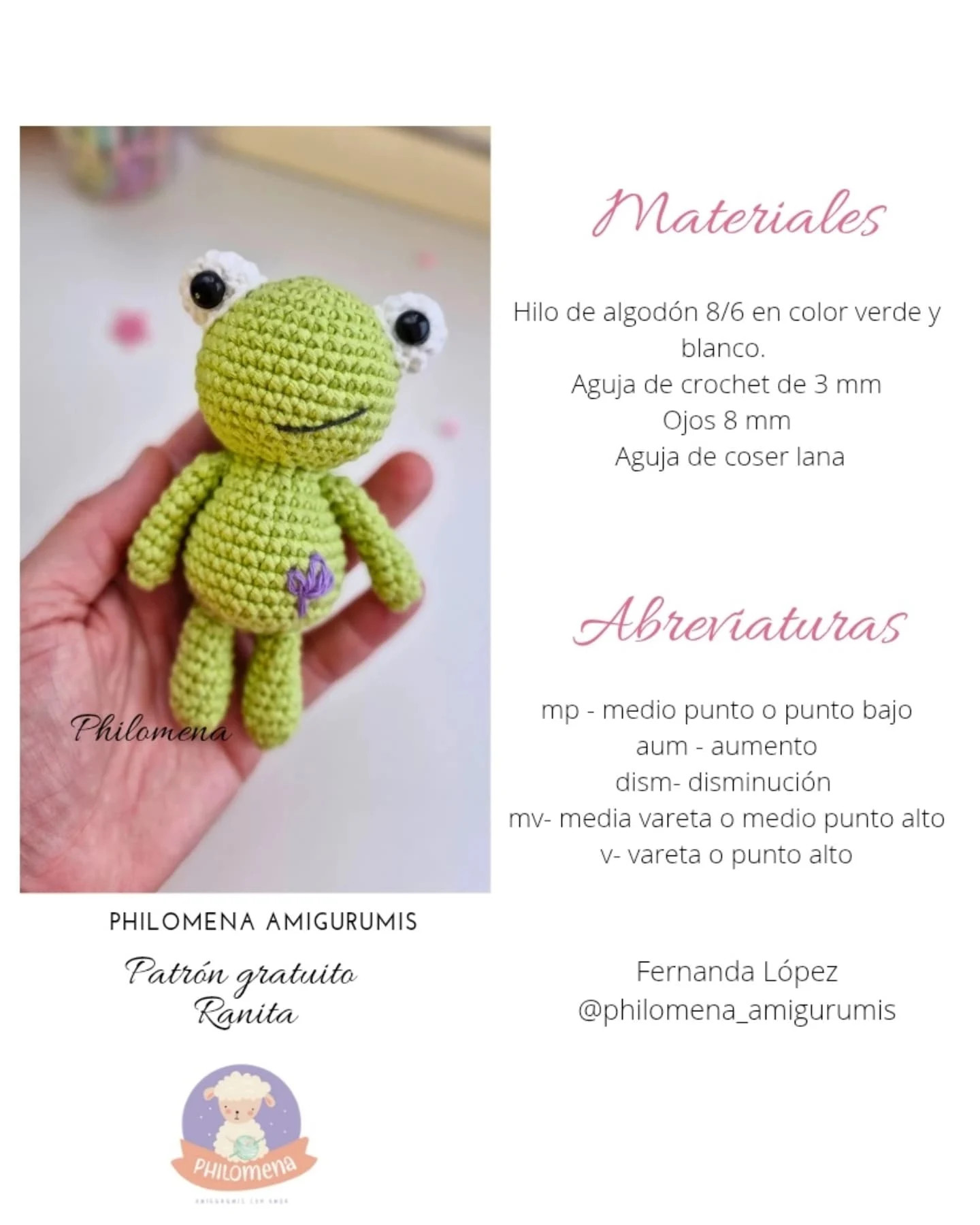 Ranita tejida a crochet: patrón gratuito