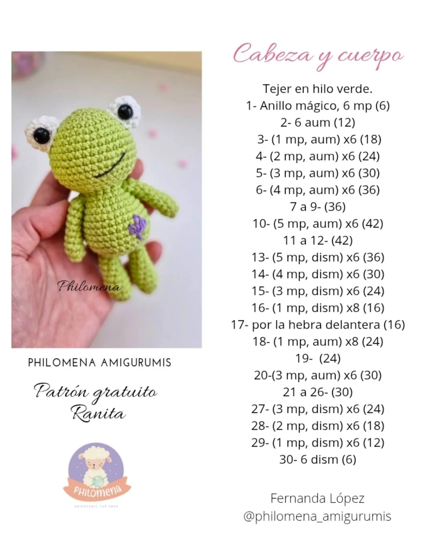 Ranita tejida a crochet: patrón gratuito