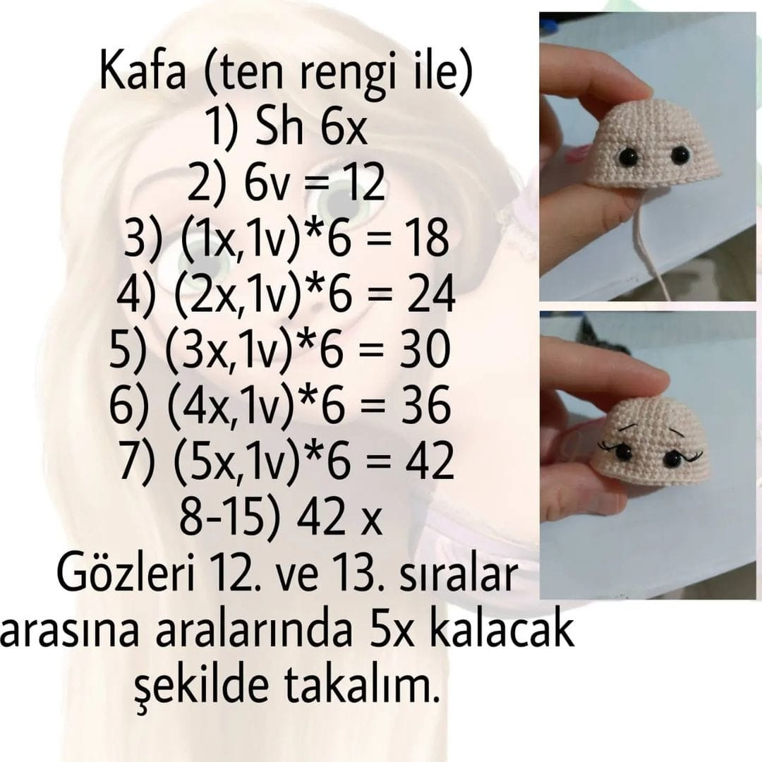 Rapunzel Amigurumi: Ücretsiz Tığ İşi Şeması