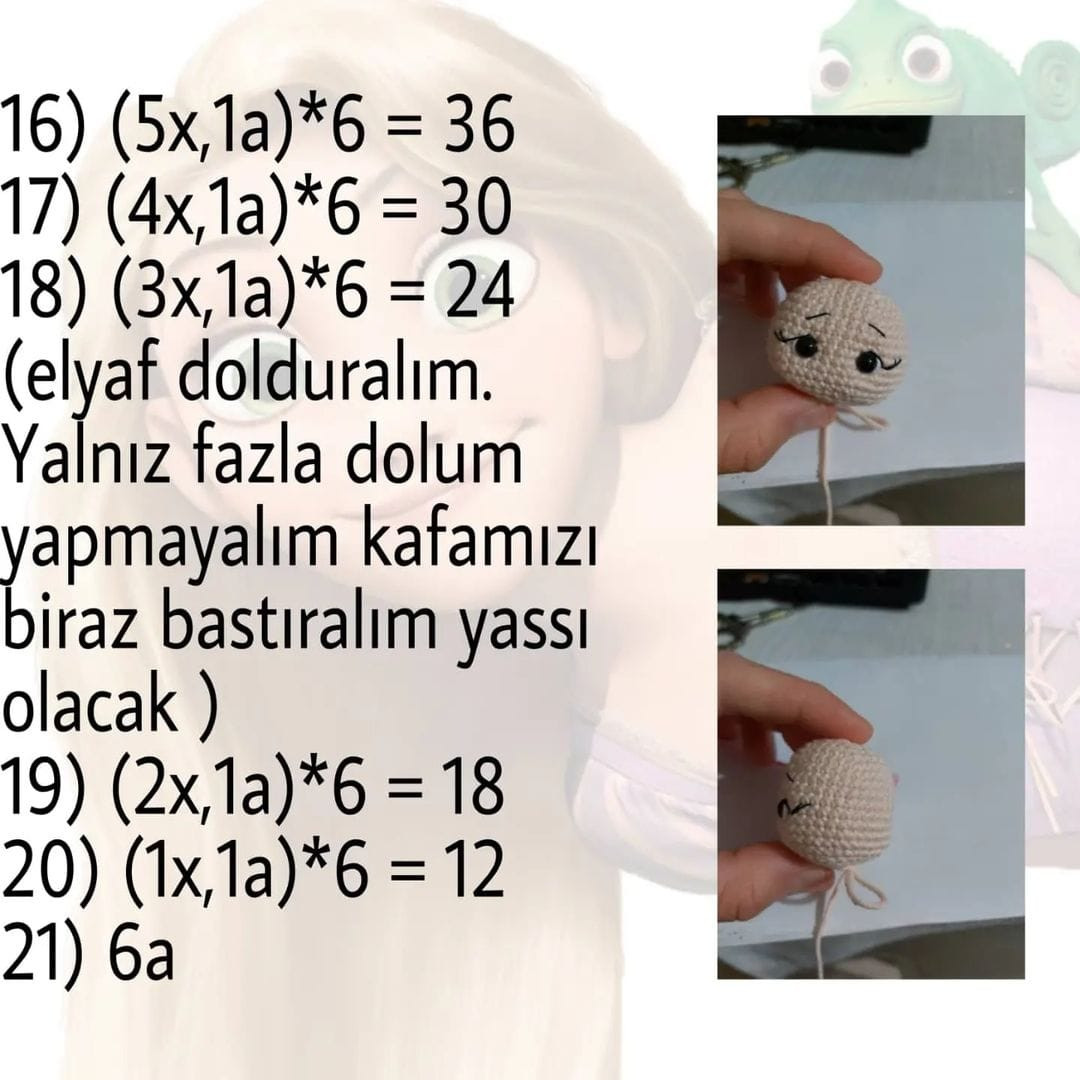 Rapunzel Amigurumi: Ücretsiz Tığ İşi Şeması