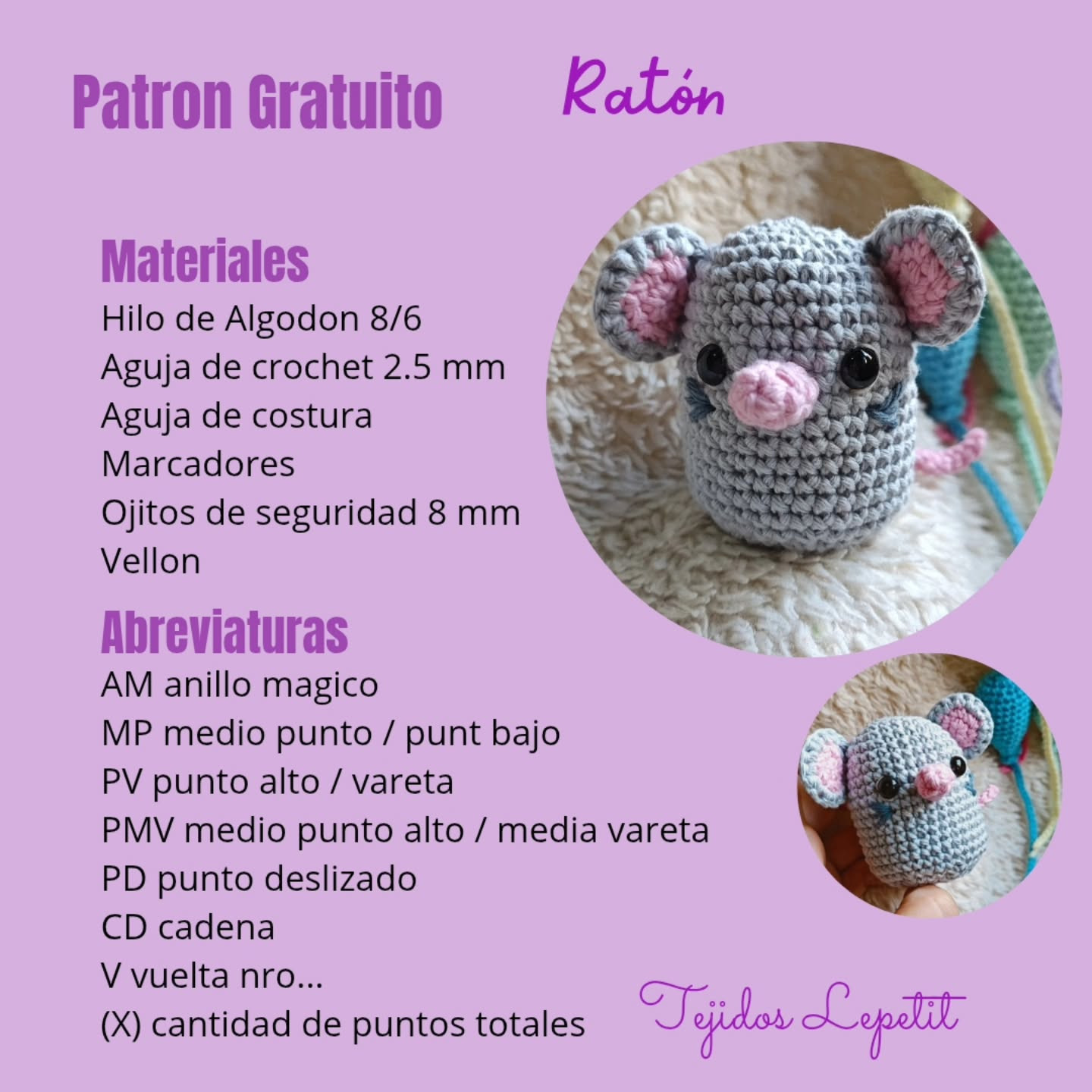 Ratón amigurumi: Patrón gratuito para tejer