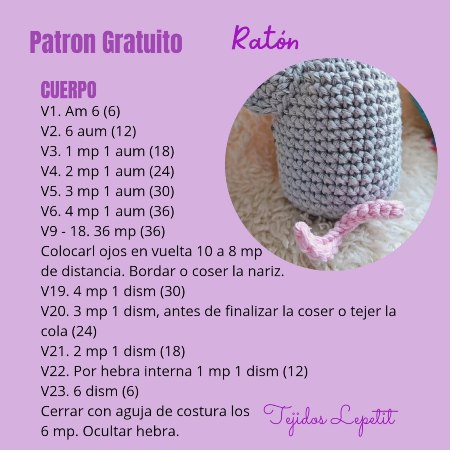 Ratón amigurumi: Patrón gratuito para tejer