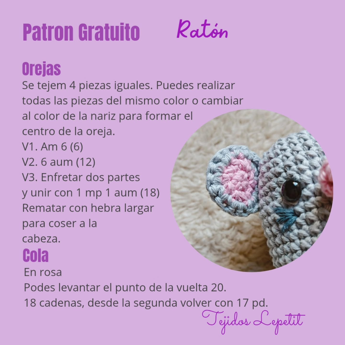 Ratón amigurumi: Patrón gratuito para tejer