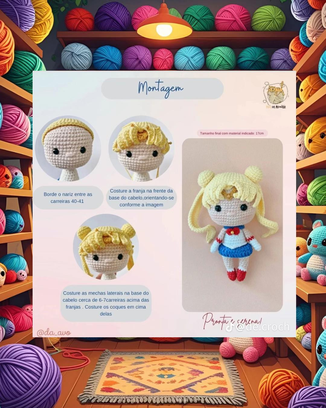 "Receita de Crochê Amigurumi: Princesa da Lua Inspirada em Sailor Moon"