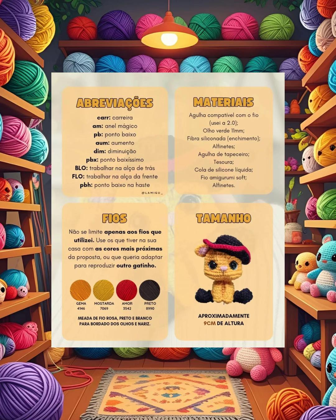 Receita grátis amigurumi Gato de Botas