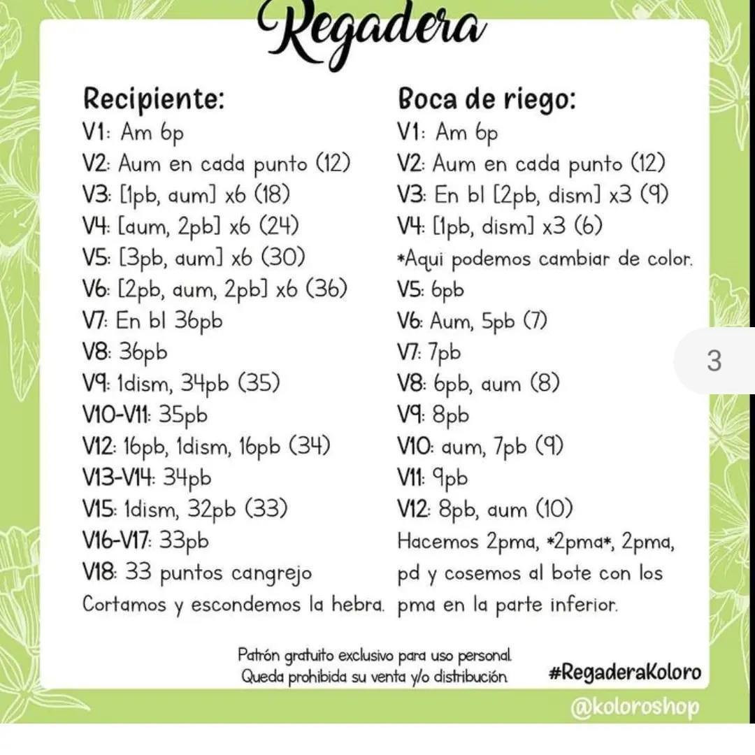 Regadera tejida a crochet: patrón gratis