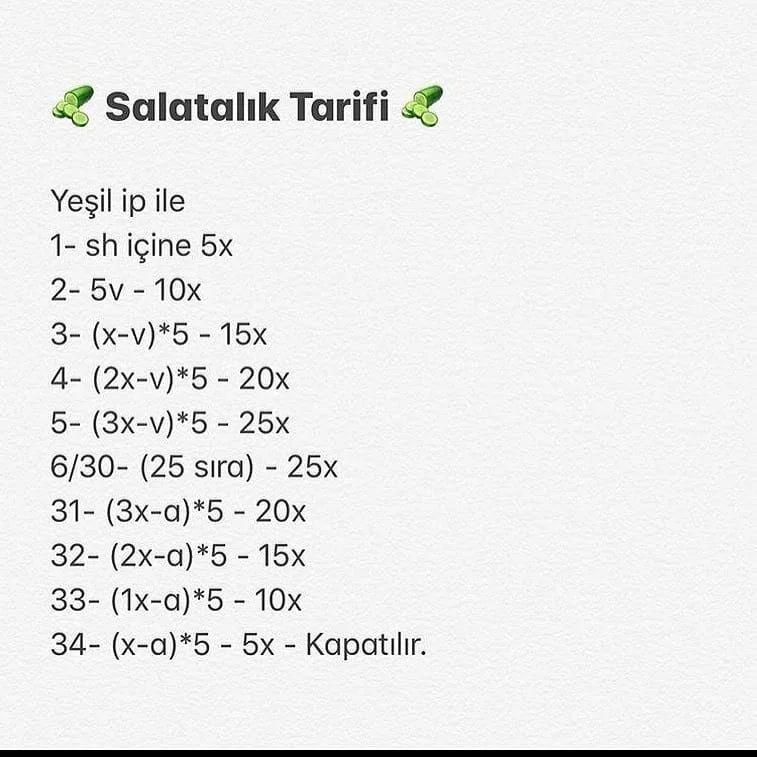 SALATALIK AMIGURUMI TARİFİ