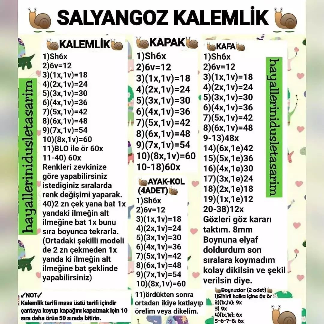 Salyangoz Kalemlik Örgü Şeması