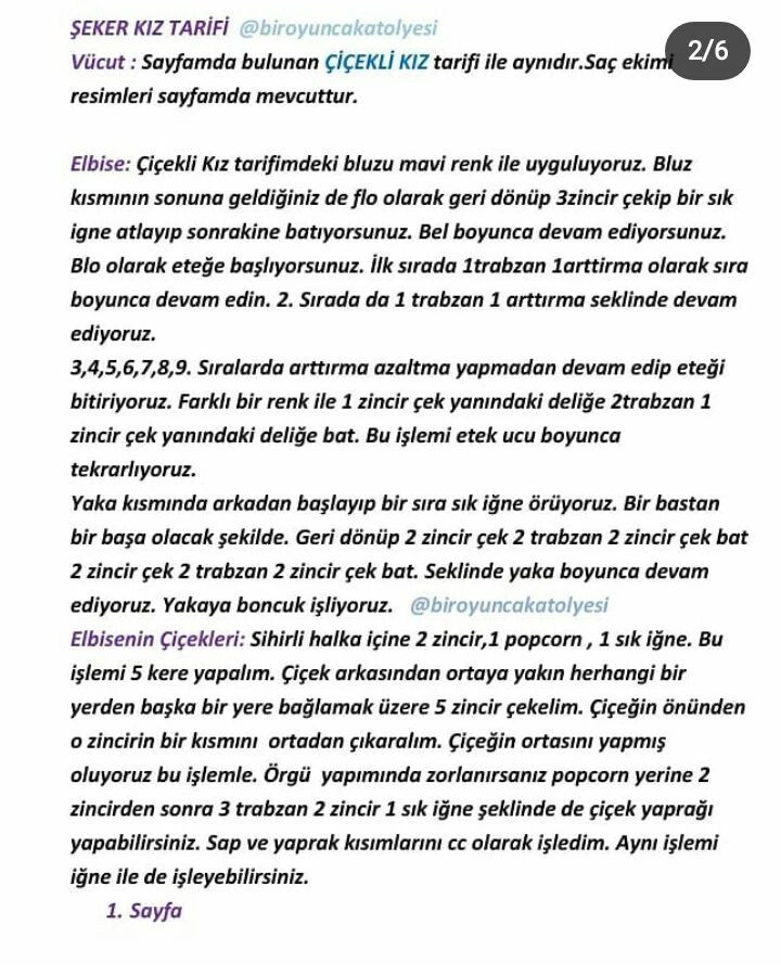 Şeker Kız Bebek Tığ İşi Şeması