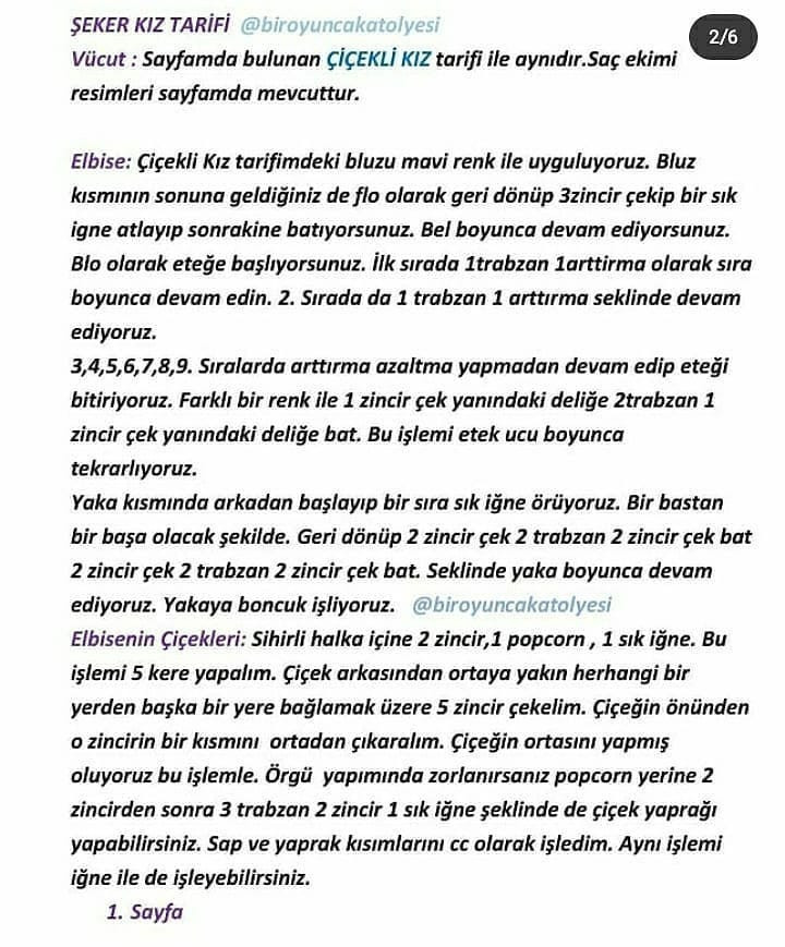 Şeker Kız Bebek Tığ İşi Şeması
