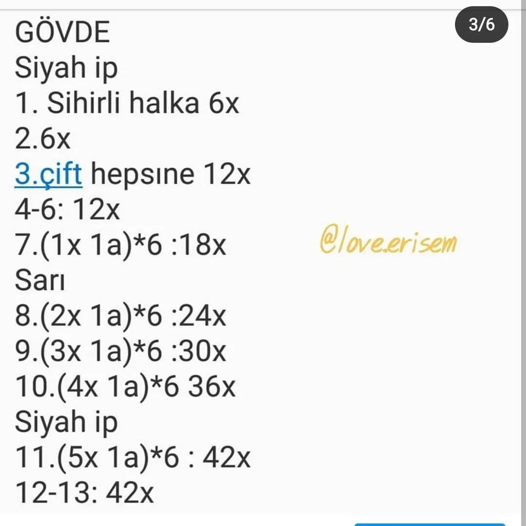 Sevimli Arı Amigurumi Tığ İşi Tarifi