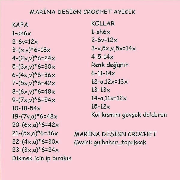 Sevimli Ayıcık Amigurumi Şeması