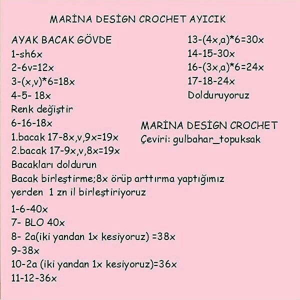 Sevimli Ayıcık Amigurumi Şeması