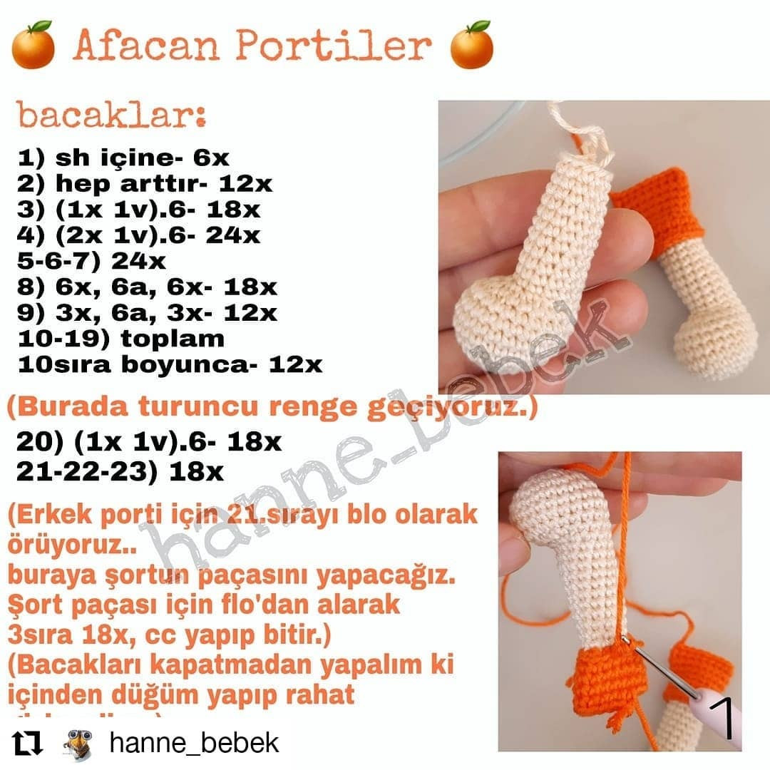 Sevimli Portakal Bebekler: Ücretsiz Tığ İşi Şeması