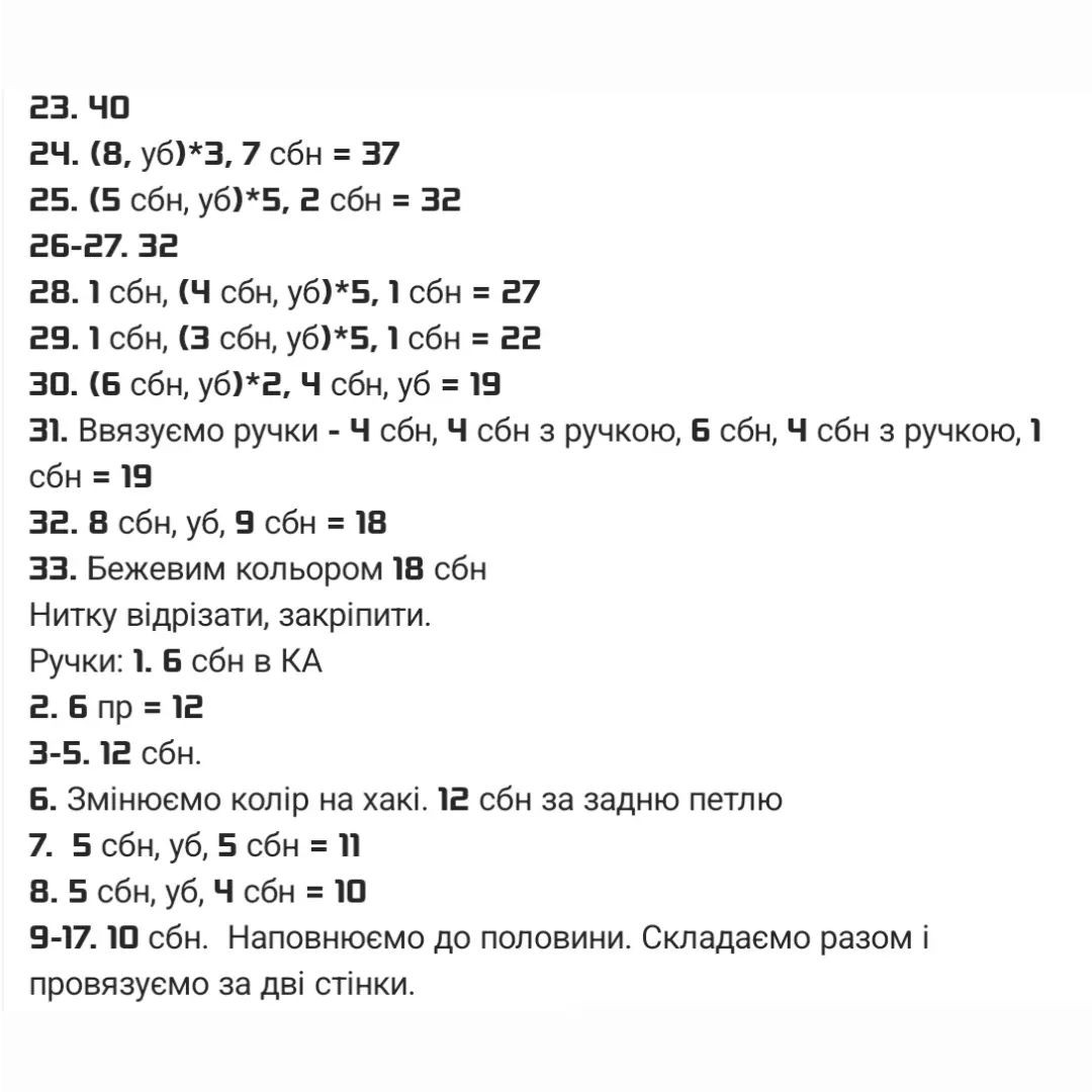 Схема в'язання ангела-воїна