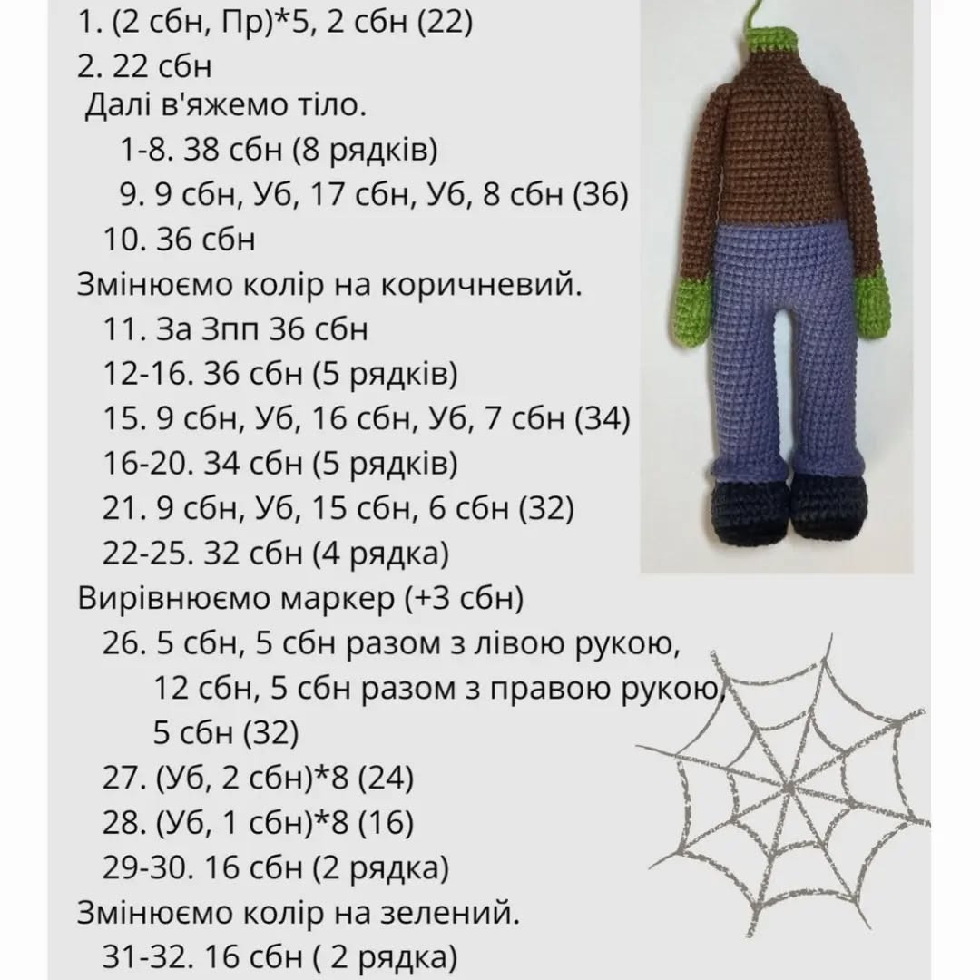 Схема в’язання Франкенштейна гачком