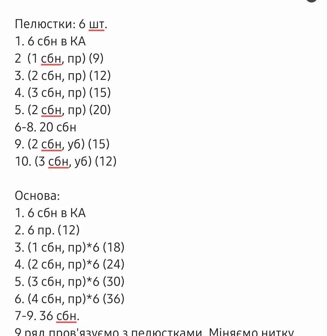 Схема в'язання іграшки-прорізувача у вигляді квітки.